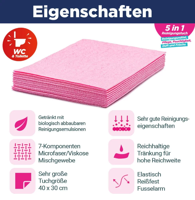 CleaningBox 5-in-1 Microfaser ReadyWipes WC 35er Spenderbox Rot, 40x30 cm