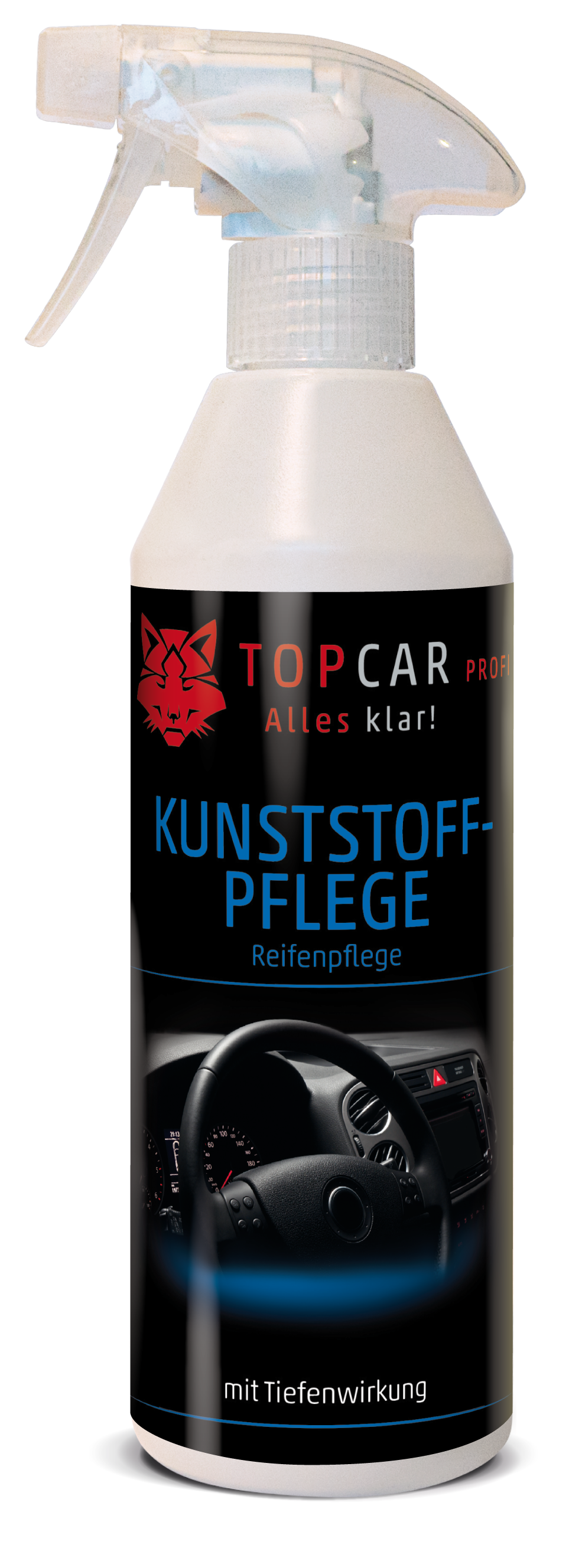 TOP CAR Kunststoffpflege mit Tiefenwirkung - Reifenpflege - 500ml Sprühflasche - Weigola Hygienevertrieb -  - Weigola Hygienevertrieb