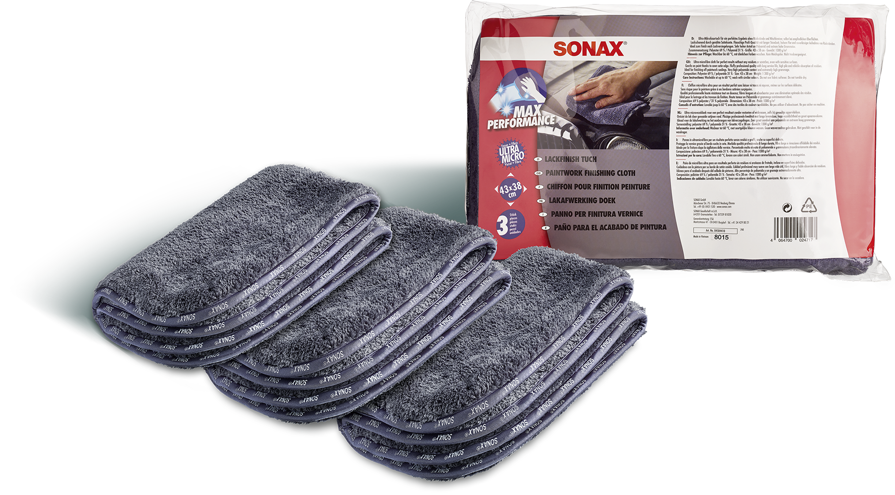 SONAX LackfinishTuch 3 Stk. - Weigola Hygienevertrieb -  - Weigola Hygienevertrieb