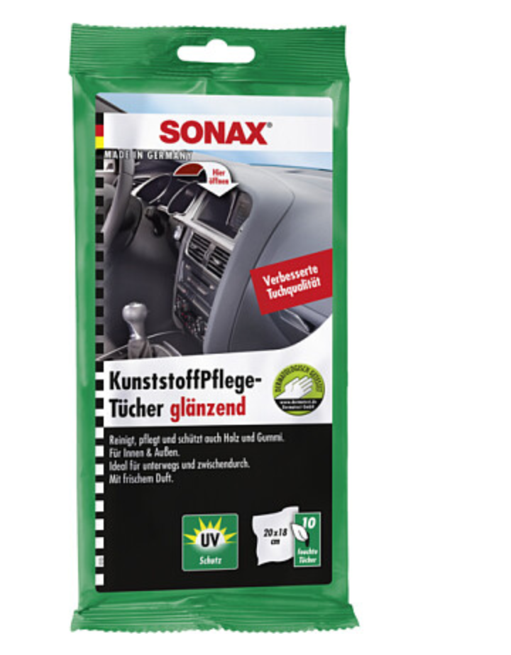 SONAX KunststoffPflegeTücher glänzend 10 Stk. - Weigola Hygienevertrieb -  - Weigola Hygienevertrieb