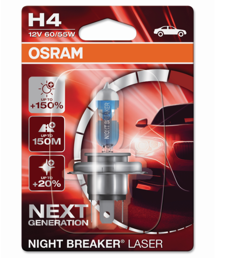 OSRAM Night Breaker Laser H4 +150% 12V-60/55W-P43t - Weigola Hygienevertrieb -  - Weigola Hygienevertrieb