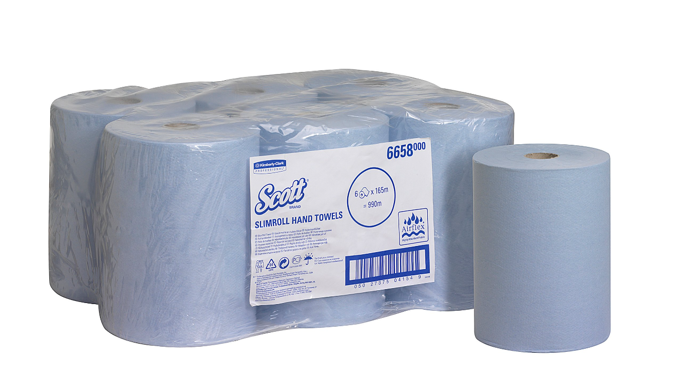 SCOTT® Rollenhandtücher blau 165 m, 1-lagig, 6 Rollen/Pack - Weigola Hygienevertrieb -  - Weigola Hygienevertrieb