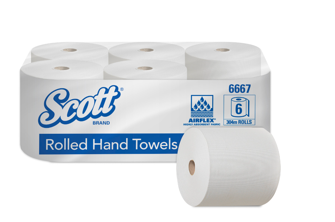 SCOTT® Rollenhandtücher weiß 304 m, 1-lagig, 6 Rollen/Pack - Weigola Hygienevertrieb -  - Weigola Hygienevertrieb
