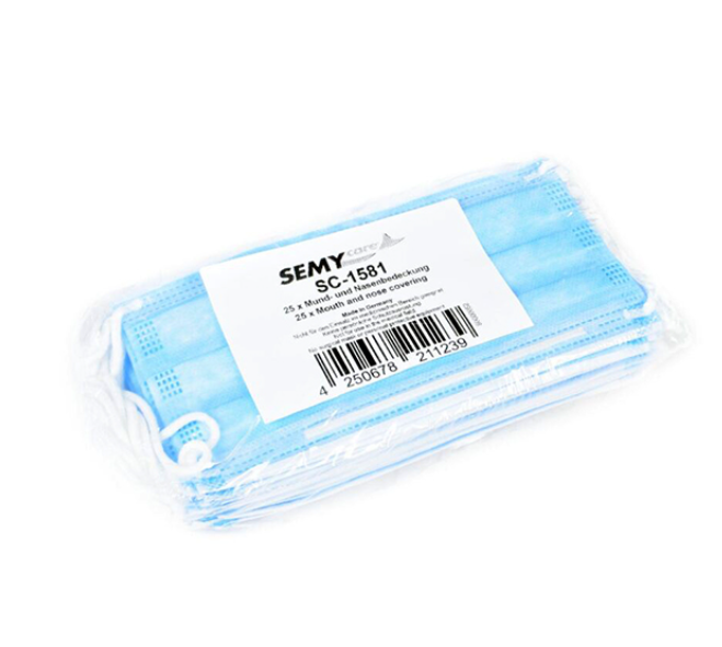 Mund- und Nasenbedeckung blau/weiß 3-lagig Vlies 25 Stück - Weigola Hygienevertrieb -  - Weigola Hygienevertrieb