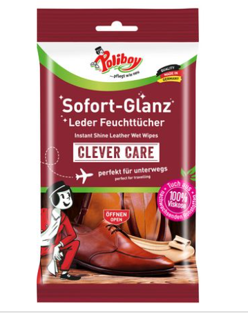 POLIBOY Sofort-Glanz Leder Feuchttücher, 10 Tücher - Weigola Hygienevertrieb -  - Weigola Hygienevertrieb