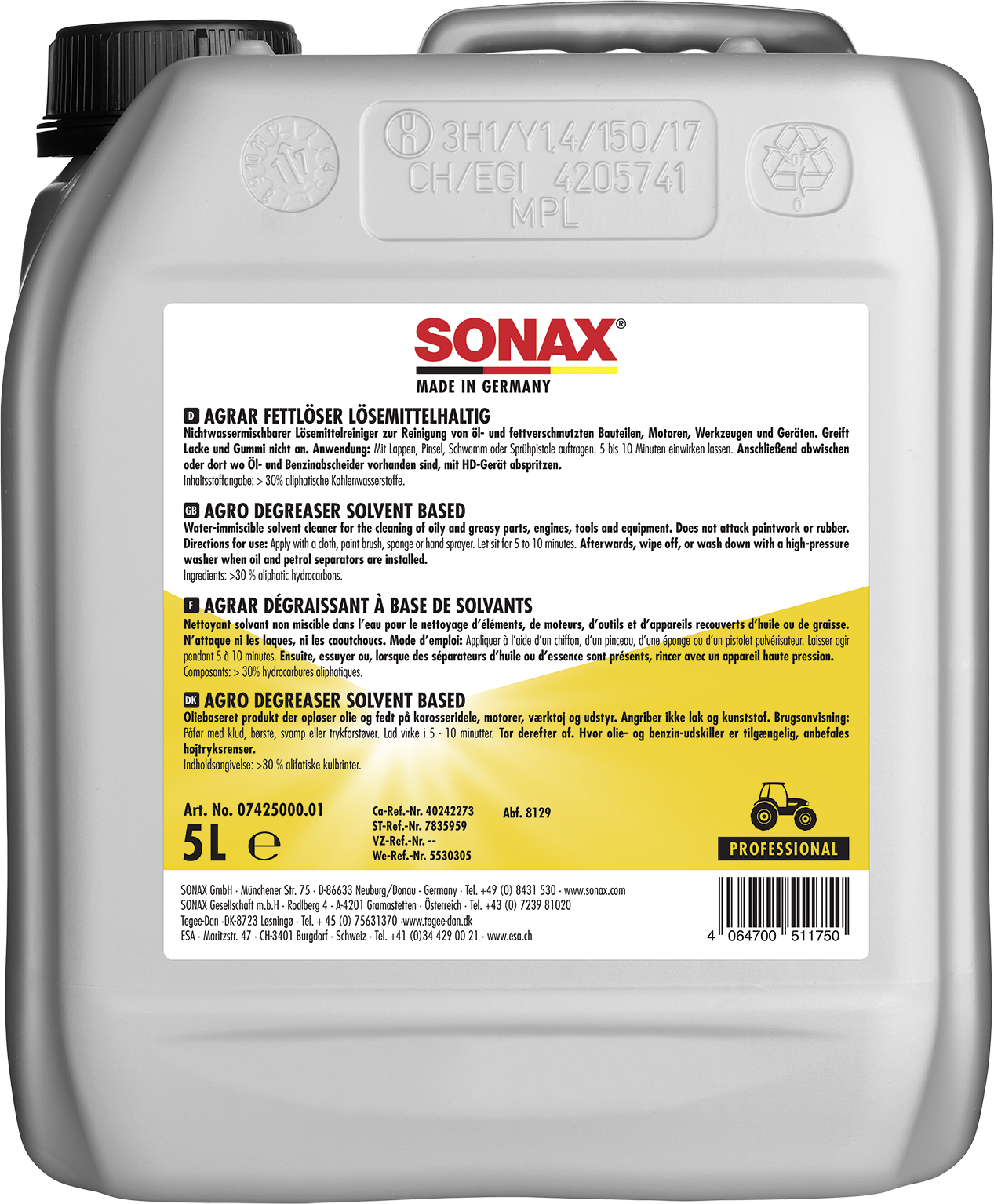 SONAX AGRAR FettLöser lösemittelhaltig - Weigola Hygienevertrieb