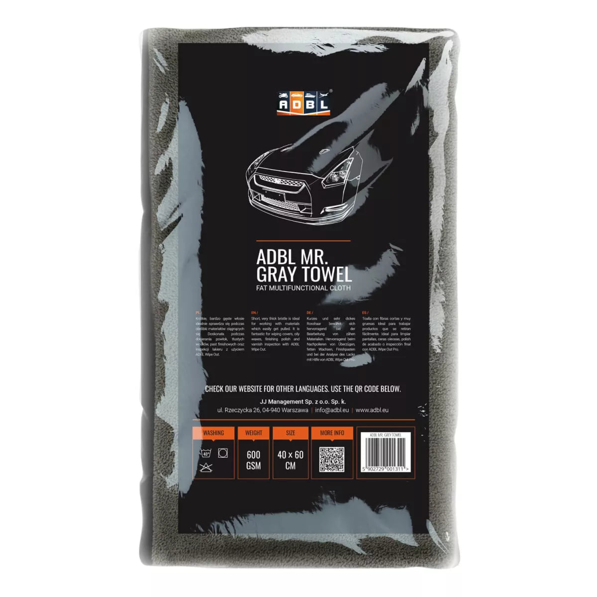 ADBL Mr. Gray Towel Poliertuch 600GSM 40×60 -  2306