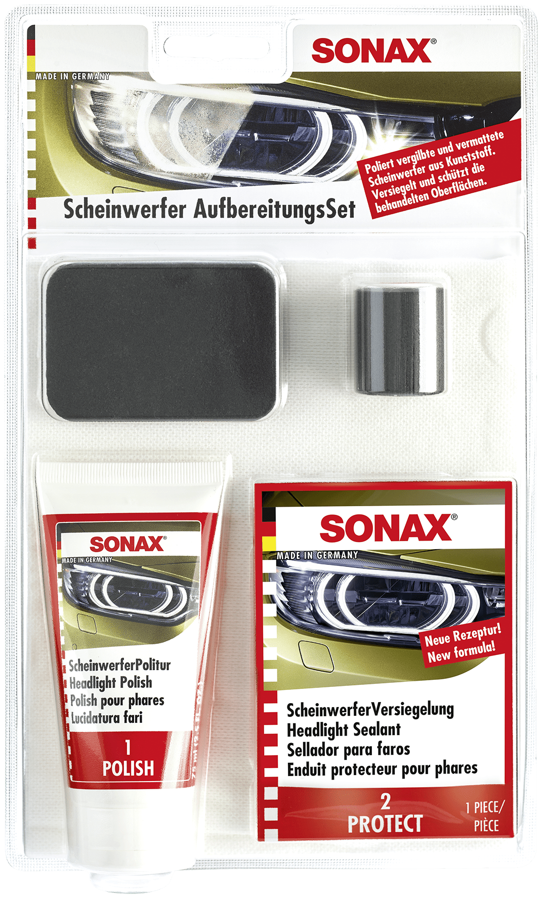 SONAX Scheinwerfer Aufbereitungs- Set - Weigola Hygienevertrieb